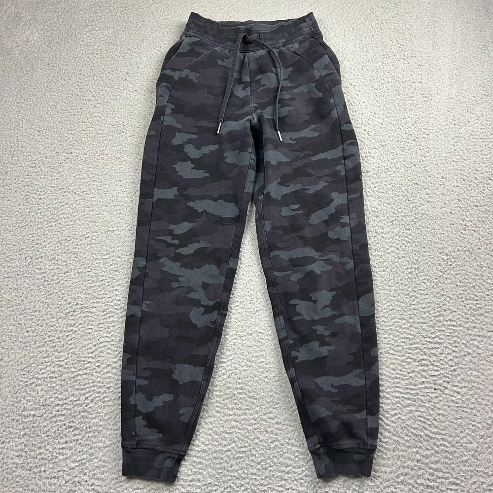 Lululemon Scuba High Rise Jogger Pants Womens 2 Camouflage Gray Fleece 28"